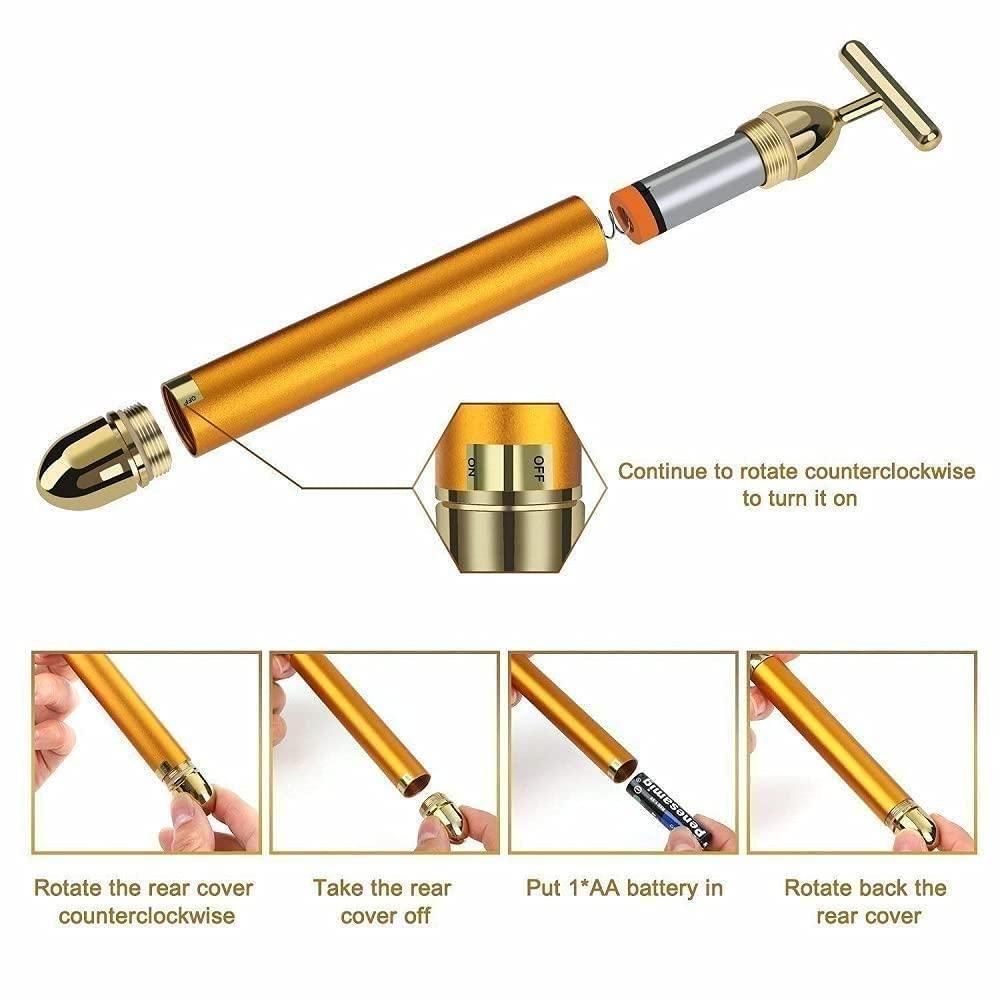 LUXÉ GLOW™ 24K Gold T-Shaped Facial Massage Roller