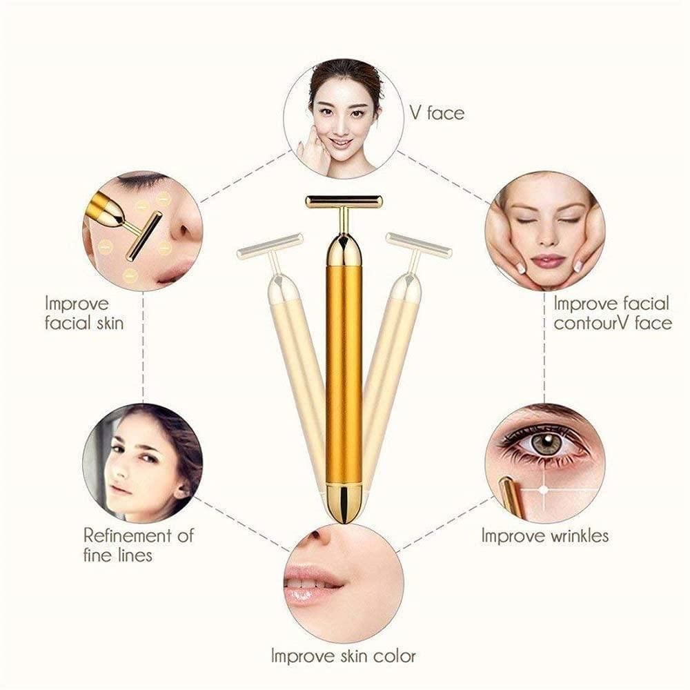 LUXÉ GLOW™ 24K Gold T-Shaped Facial Massage Roller