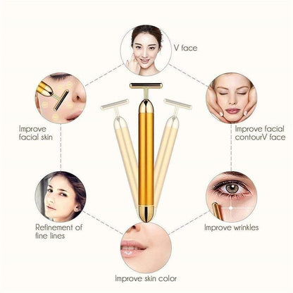 LUXÉ GLOW™ 24K Gold T-Shaped Facial Massage Roller